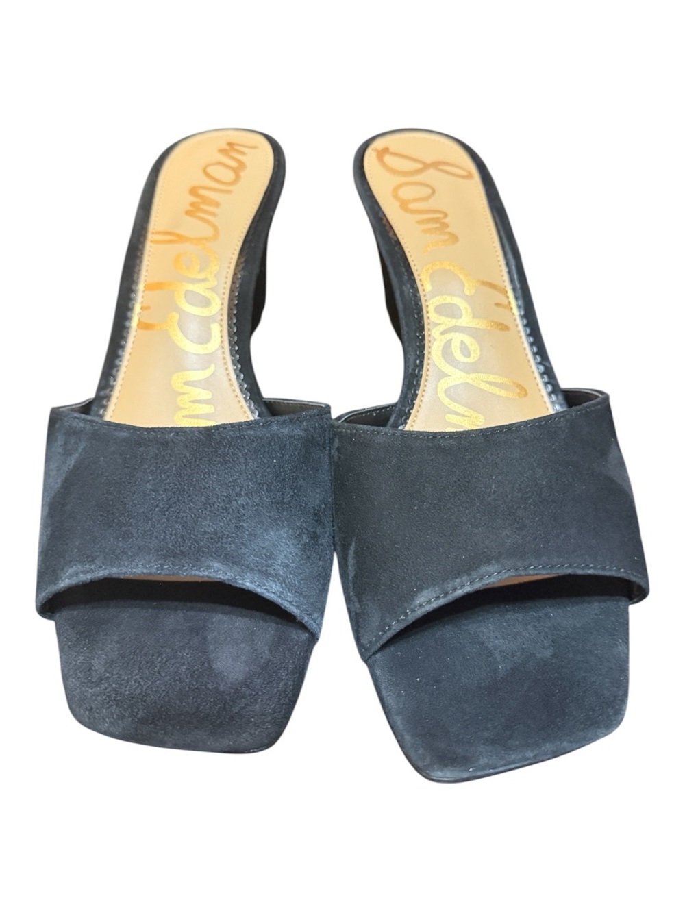 Sam Edelman Tesma Black Suede Wedge Mule Sandals Size 11 EU 41 NIB